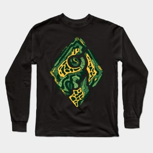 Forrest Green Abstract Rhombus Long Sleeve T-Shirt